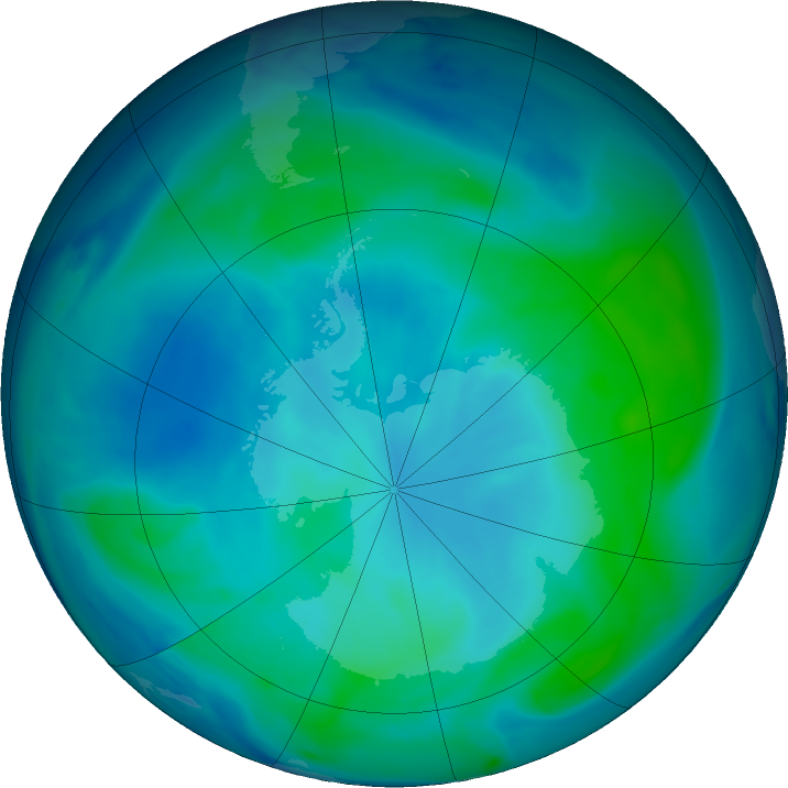 Antarctic ozone map for 26 January 2021